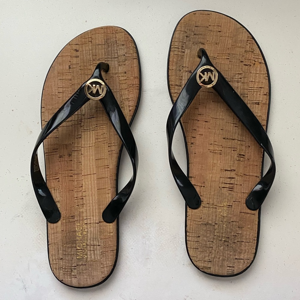 Michael Kors cork flip flops